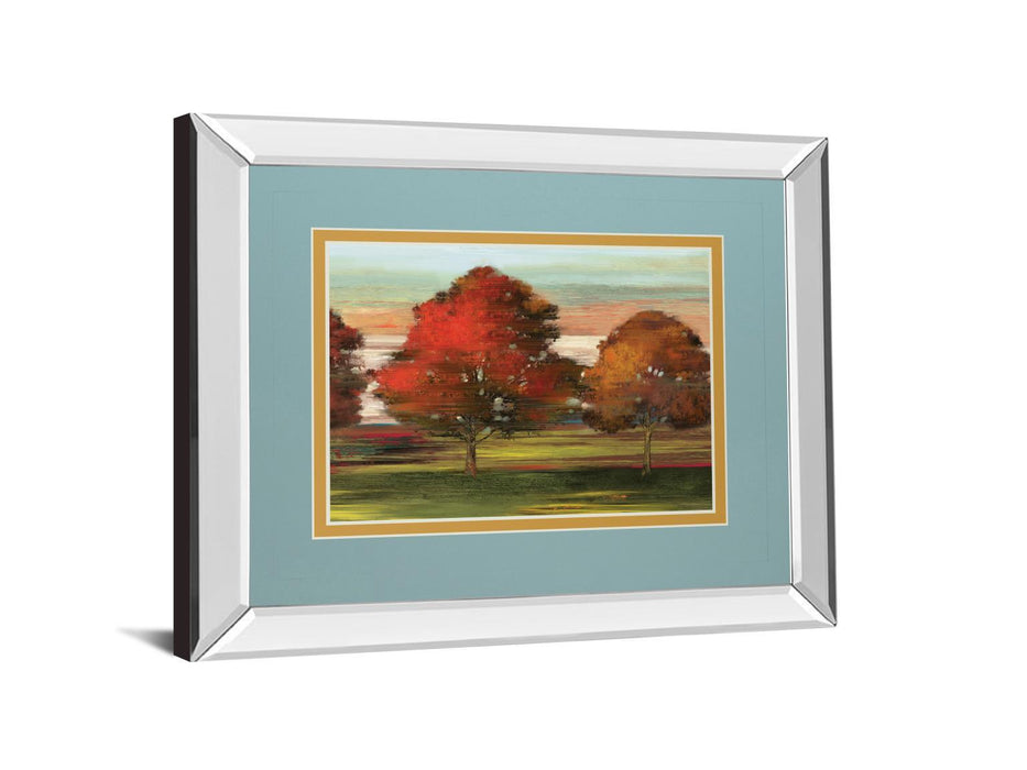 Tress In Motion By Alison Pearce - Mirror Framed Print Wall Art - Red