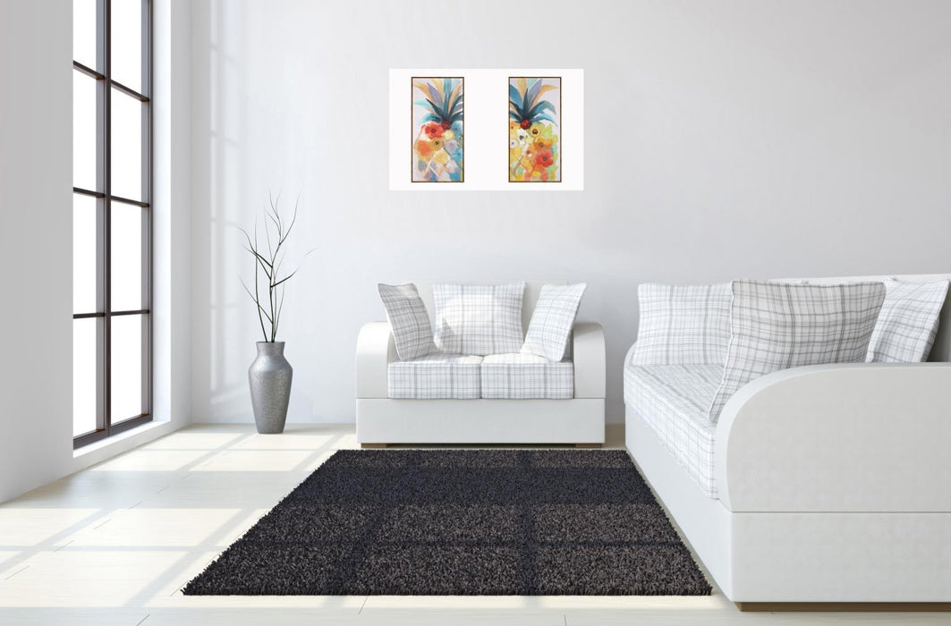 Hand Painted Textured Canvas in Frame 40x39 (Set of 2) - Light Blue