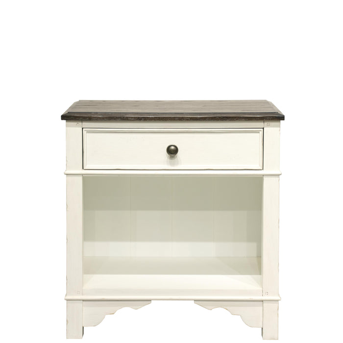 Grand Haven - One Drawer Nightstand - Feathered White / Rich Charcoal