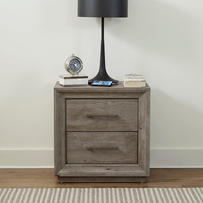 Horizons - 2 Drawer Nightstand With Charging Station - Gray